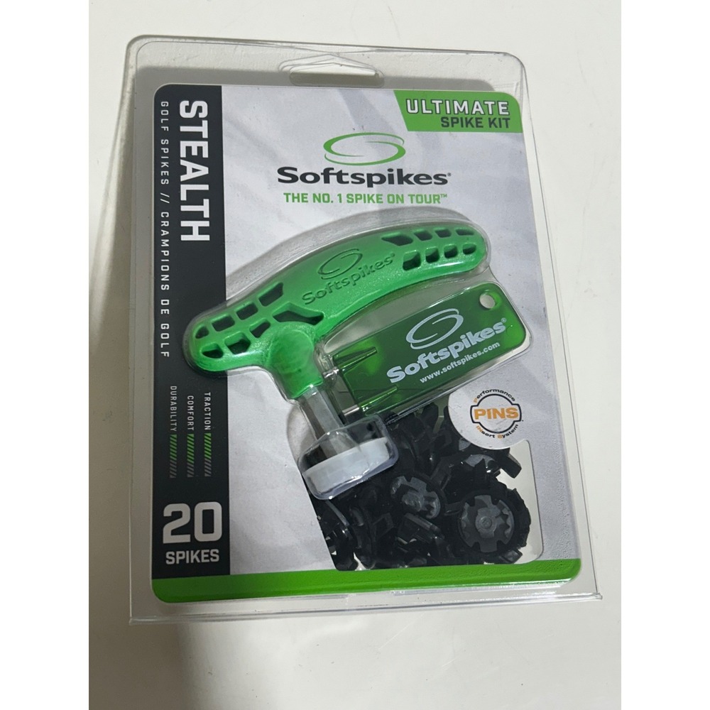 Softspikes Stealth Ultimate Spike Kit 20 PINS Golf Spikes with Wrench Tool Green